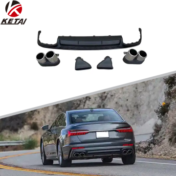 Accessoires de pare-chocs arrière de style S6 2019+ avec tuyau d'échappement en acier inoxydable pour Audi A6