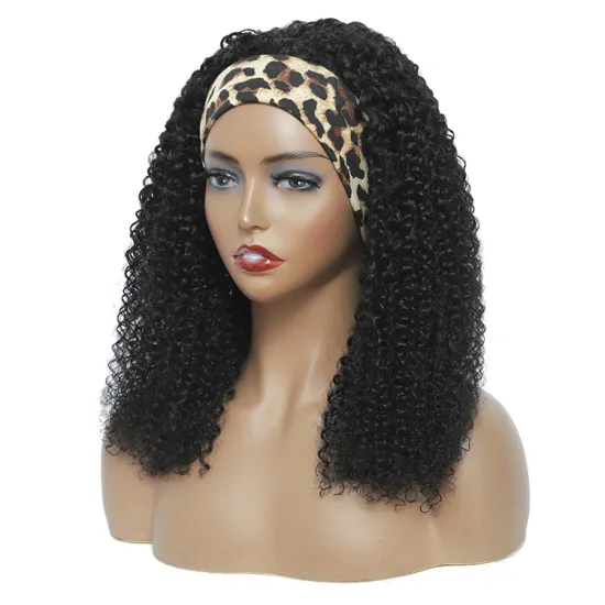 Wholesale Headband Wig Human Hair for Black Women, Remy Human Hair Headband Wig, 1b# Kinky Curly Headband Wig