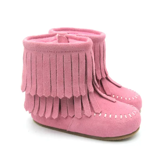 Hard Rubber Sole Suede Leather Kids Boots Wholesale Kids Winter Shoes