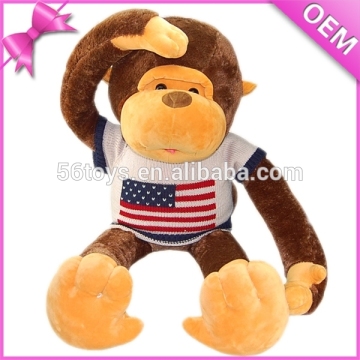 Stuffed monkey toy with clothes,long arm plush animals monkey toy