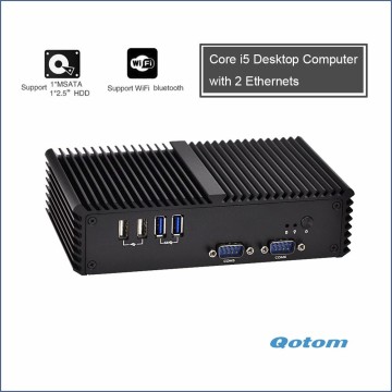 Cheap Dual Display Rs232 Mini Pc i5 Fanless product Industrial Computer