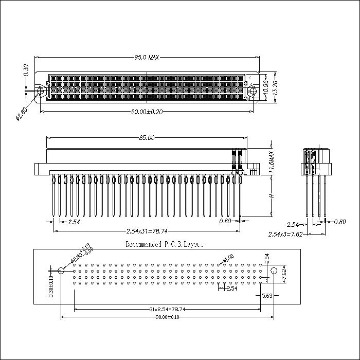 DFS-XX-XXXX-404 DIN41612 Vertical press fit type c female 128P