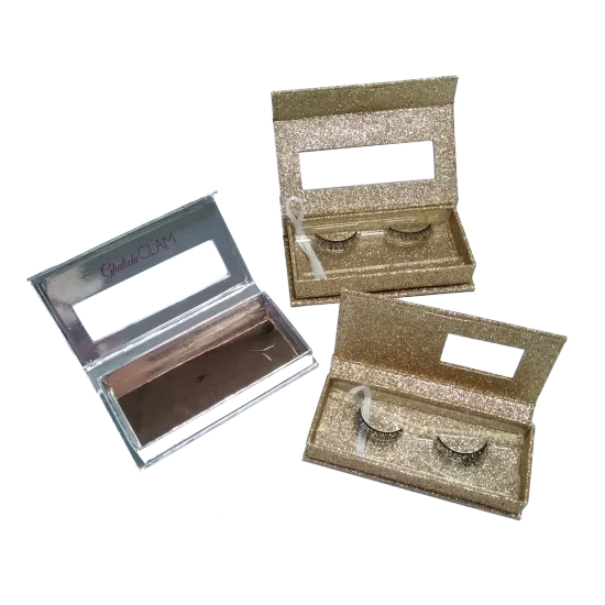 Magnetic Gold Glitter Shiny Eyelash Paper Box