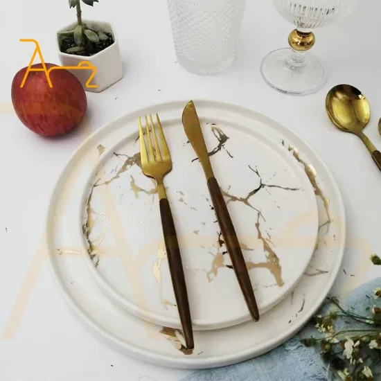 Exquisite Japanese Ceramic Charger Plates with Marble Vein Design: Perfect for Luxury Restaurant Dining