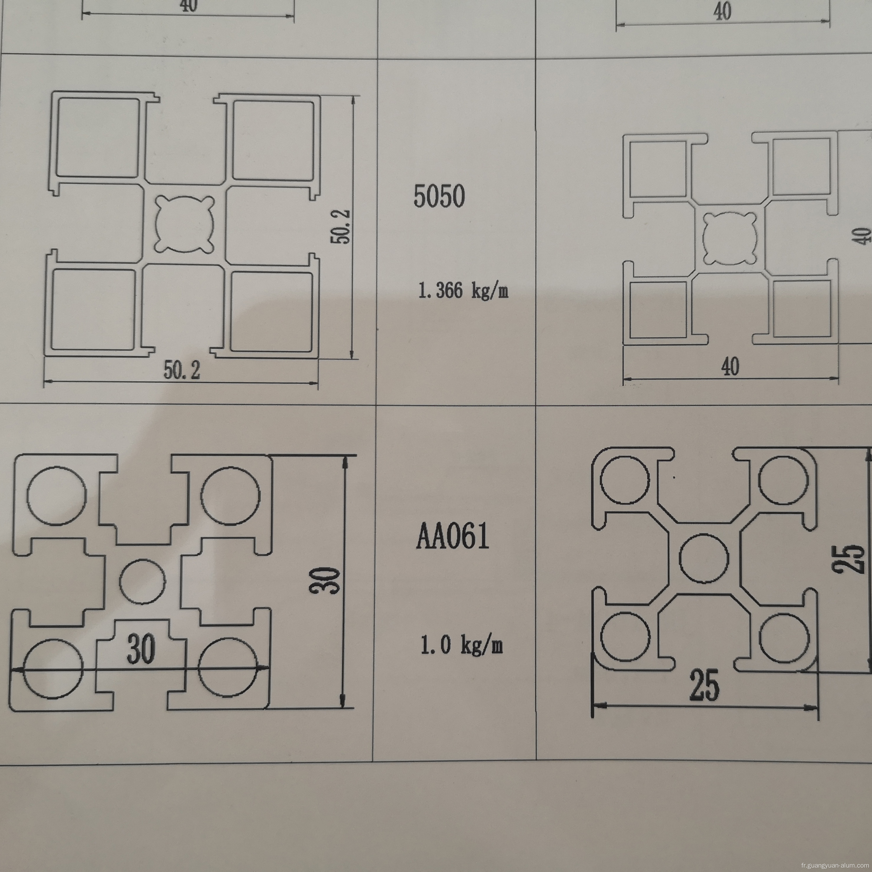 Profils modulaires en aluminium en aluminium anodisé et en poudre