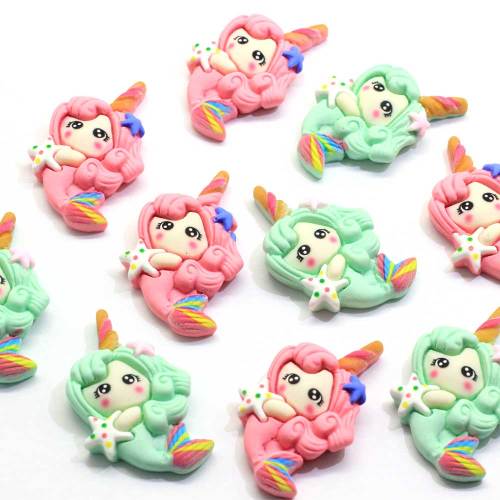 Μόδα 3D Sea-maid Kawaii Resin Cabochon Flatback Beads Charms Room Decoration DIY Craft Ornaments