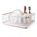 Cutlery Dish Drainer with Wooden Handle - White