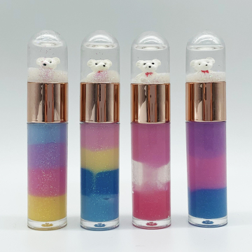 Customized Vegan Kids Makeup Glitter Lip Gloss with Cartoon Snow Bear