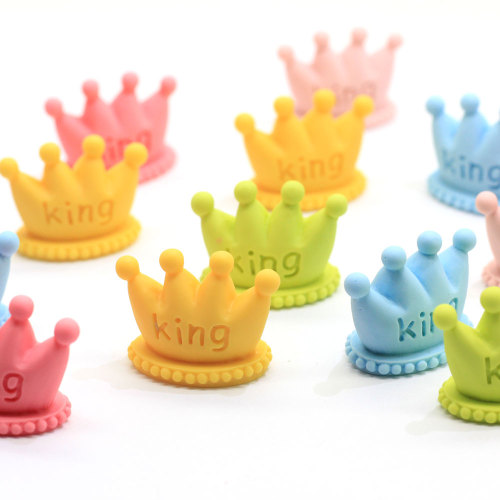 Kawaii Colorful KING Crown Resin Cabochon Craft Decoration Handmade Ornament Charms Keychain Embellishment Pendants Making