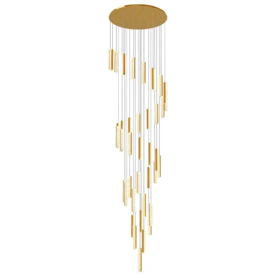 Modern LED Crystal Chandelier Light - Chrome/Gold Staircase Luxury Design