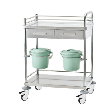 Stainless Steel Treatment Trolley with Two Drawers