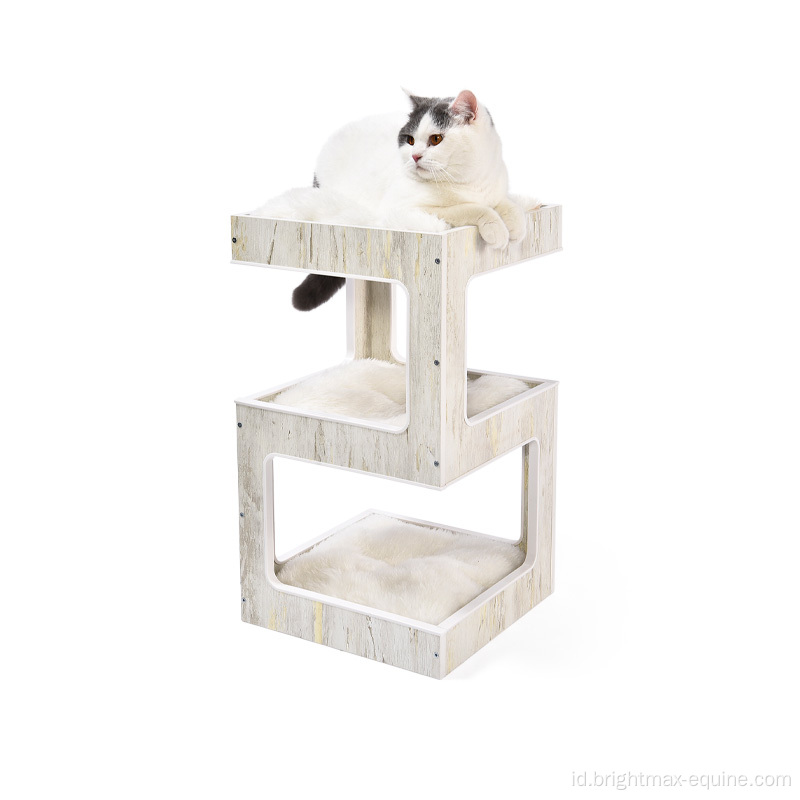 Tiga lapisan mainan musim semi furnitur pohon kucing