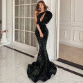 Women&#39;s One Shoulder Cutout Formal Sequin Prom Dress