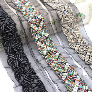Wholesale High-Quality Handmade French Tulle with Sequins, Bead Embroidery, and Lace Trim