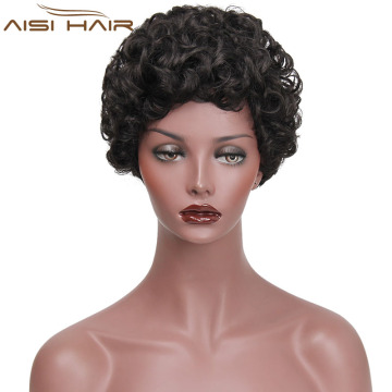 Wholesale Short Afro Curly Wig For African American Women Synthetic Black Full Wig Heat Resistant Fiber