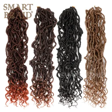 Goddess Nu Locs Crochet Hair with Curly End Natural Curly Dreadlocks Hair Ombre Faux Locs Crochet Braids 24" 21Strands/Pack