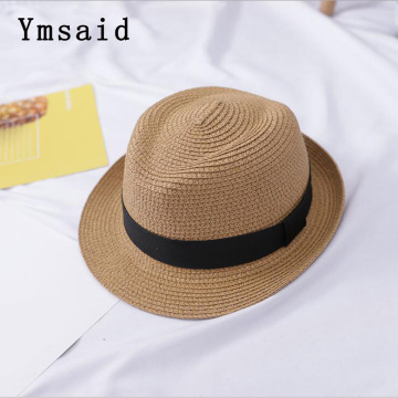 Brand Khaki Female Straw Hat Men Panama Caps Summer Style Sun Hat Kids Beach Holiday Classic Male Boys Jazz Hats And Caps