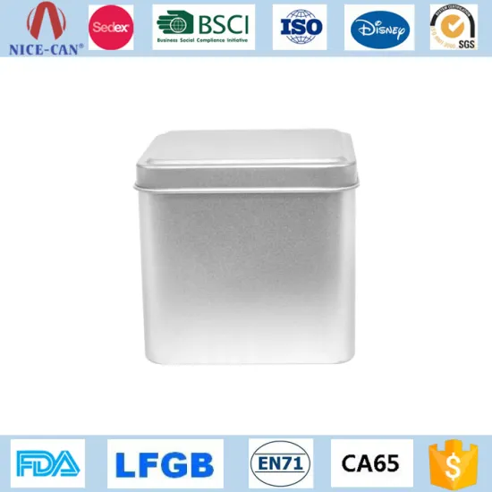 Cheap wholesale square candy cookie storage small square metal box China plain silver aluminum square food tin can