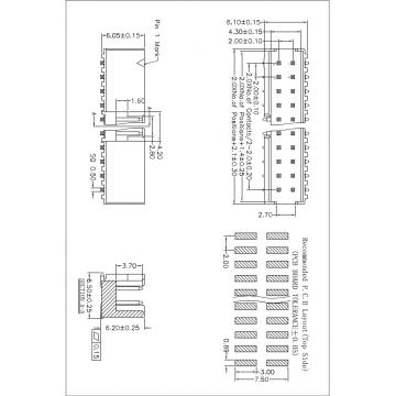 2,0x2.0mm Cabeçalho em encobrimento vertical /reto SMT Tipo H = 6,1mm