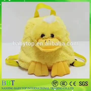 Kids school backpack plush animal toy yellow duck backpack
