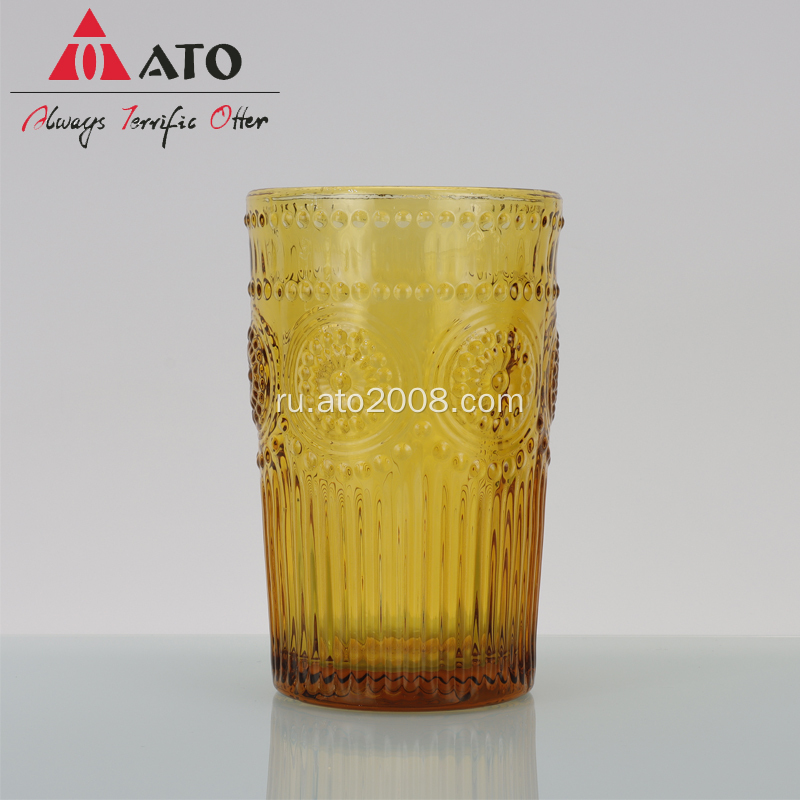 Ato Amber Whiskey Glass Scossed Retro Juice Cup