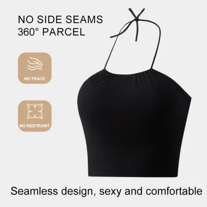 China Factory Sale: Comfortable Seamless Sling Hanging Neck Vest Strap Camisole Underwear