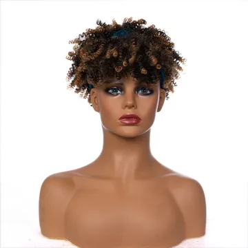 Stort afro kinky curly headband wigs wholesale ombre brown heat resistant fibre synthetic hair headband wigs for black women
