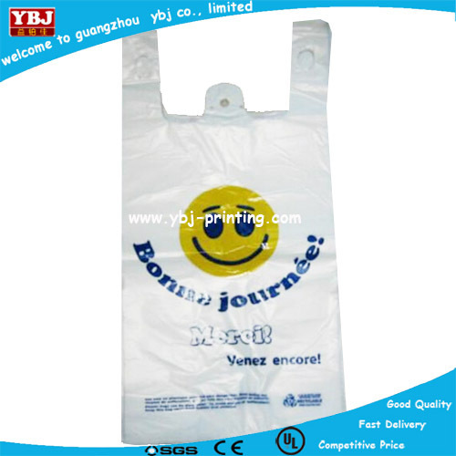 guangzhou ybj Printed plastic T-Shirt Bag hot selling PE Carry bag