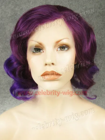 Voilet Ombre with Purple Elegant Wavy Synthetic Lace Front Wig