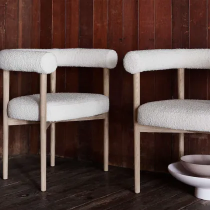 Modern Luxury White Nordic Boucle Dining Chairs - CY-06 New Style Dining Room Furniture