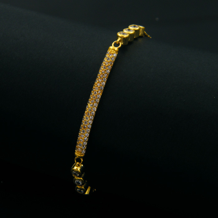 Rhinestone Zircon Brass Gold Plated Bracelet For Women