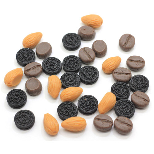 100Pcs/Lot Miniature Simulation Resin Biscuits Almond Cofee Beans Dollhouse Play Toys For Earring Jewelry Making Accessories