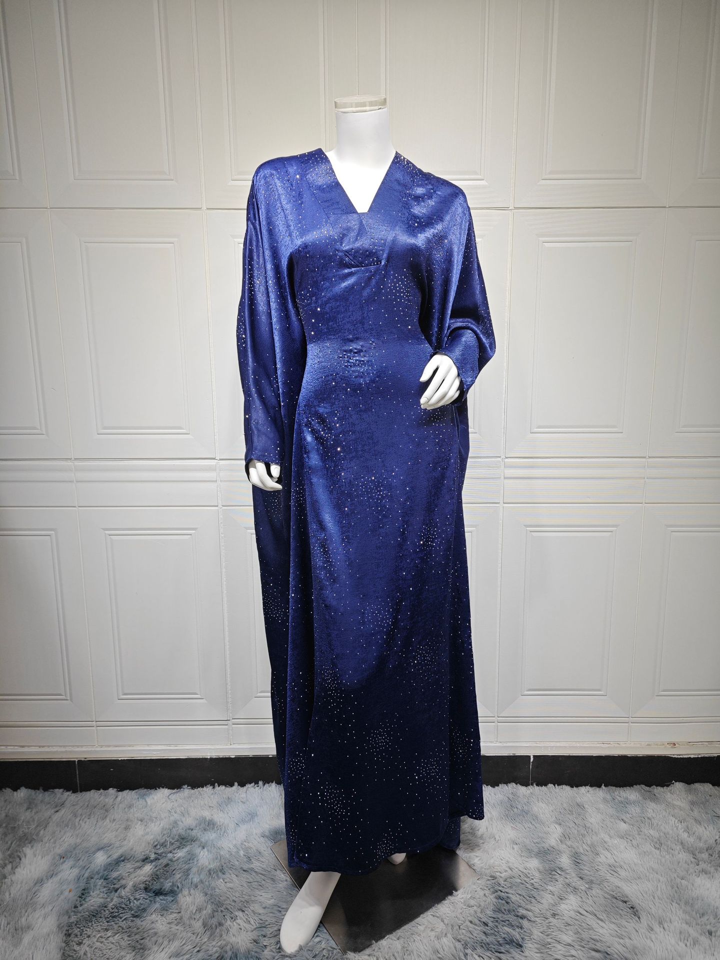 Hot-fix Rhinestone Abaya Shiny Kaftan Dress MQ180 (5)