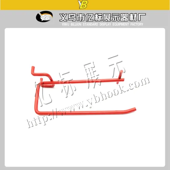 red color powdering pegboard display hook with price tag