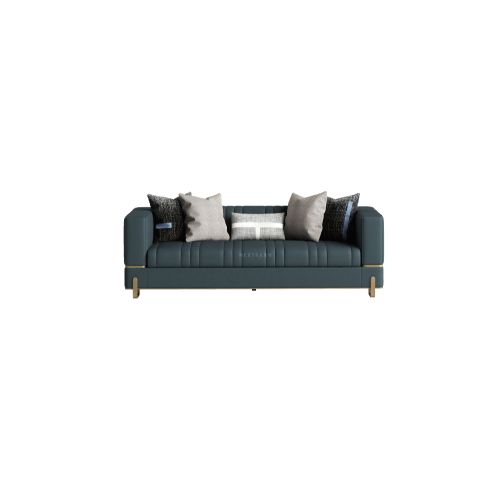 Couch, Real Leather 3 Seater Upholstered Sofa