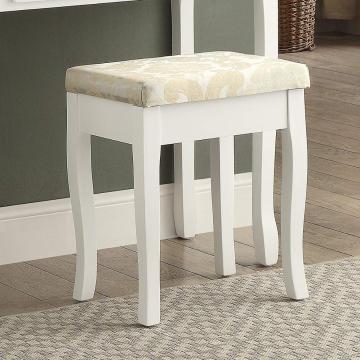 White Wooden Vanity Makeup Table and Stool Set