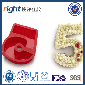 Number 5 Letter shaped silicon cake mould
