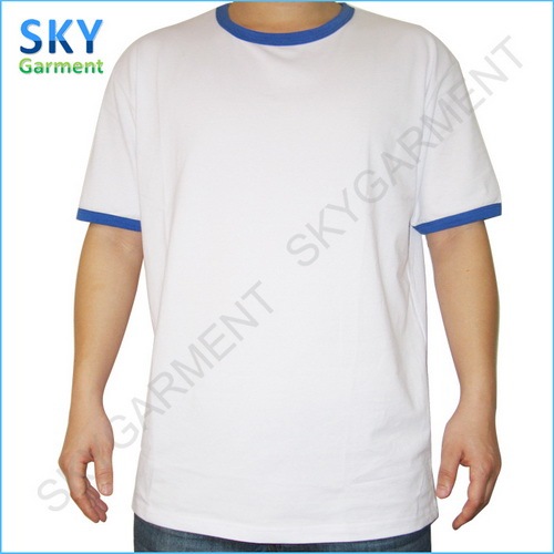 210GSM O-Neck Short Sleeve AB Cotton Contrast T Shirts in Stock