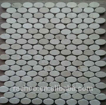 Cream marfil Oval marble stone mosaic tile