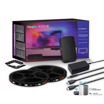 HDMI Sync Box Tuya WIFI Smart LED Backlight TV Strip Lights with Voice Control for Alexa and Google Assistant