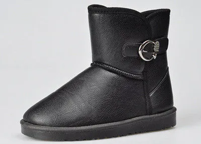 Black Womens Winter Snow Boots Fashion Waterproof With Short Floss