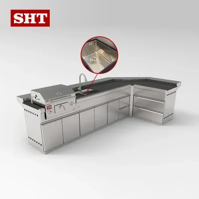 Professional Outdoor Stainless Steel Kitchen Cabinet Charcoal Grill BBQ