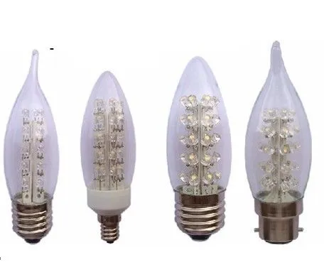 E14, E27, E12 3w 2800k - 6500k Dimmable Glass Led Candle Light Bulbs