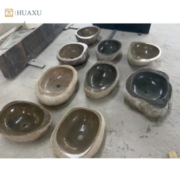 Huaxu Wholesale Natural River Stone Bathroom Wash Basin Vessel Sink