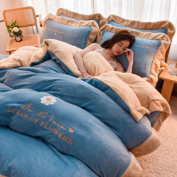 Warm Velvet Duvet Bedding Sets: King Size Quilt, Comforter, and Bed Sheets for Winter