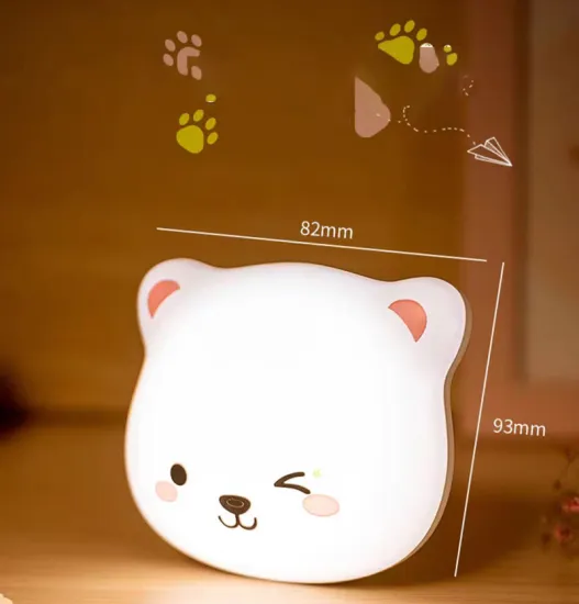 Cute Bear USB Rechargeable Touch Sensor Lamp Night light For Bedroom Cabinet Decorative