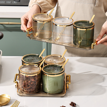 Large Capacity Acrylic Storage Jar Set for Salt and Sugar with Lid and Spoon