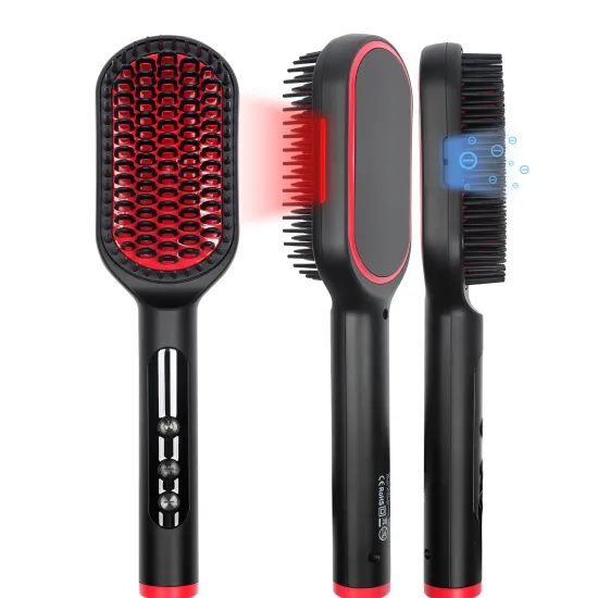 Infrared Ionic Electric Ceramic Straight Hair Comb Brush - 2 in 1 Hot Straightening Salon Tool