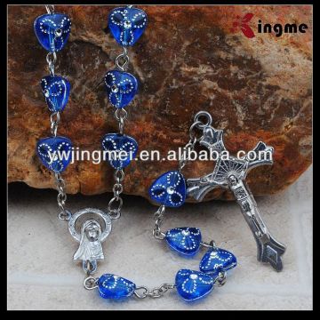 8mm heart shaped bead catholic acrylic rosary for women