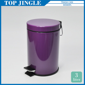 Purple Color Metal Trash Waste Bin With Pedal